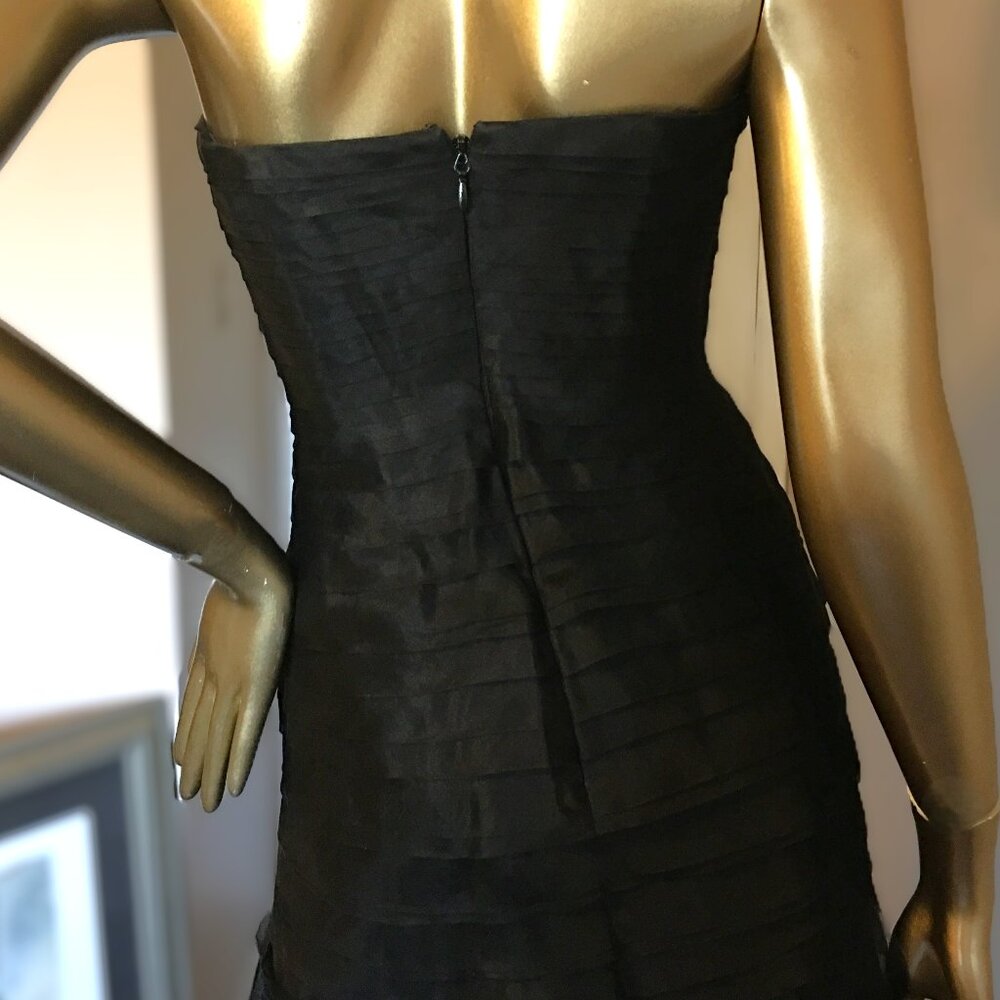 BCBG MAX AZRIA "Marisa" Long Layered Silk Organza Gown in Black - Size 0 - Picture 10 of 16